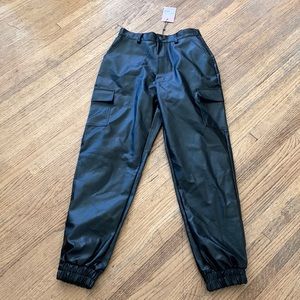 Misguided vegan leather Cargo joggers Size 8 NWT
